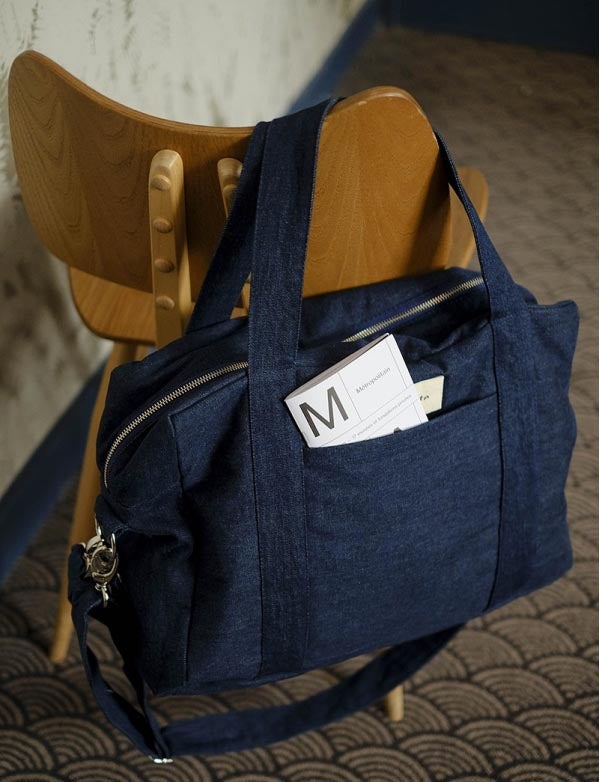 sac à langer rive droite coton denim diaper bag luiertas katoen