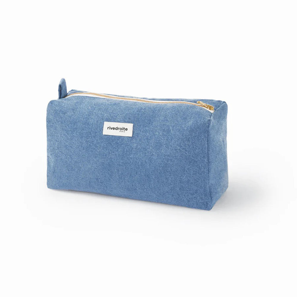 trousse toilette rive droite bleu denim toilettas blauw coton bruxelles